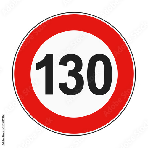 speed limit 130 km road sign