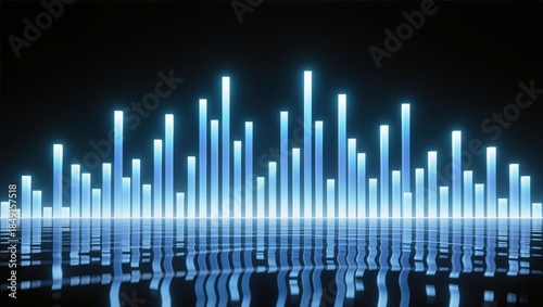 Bright sound waves dance above a tranquil mirrored surface