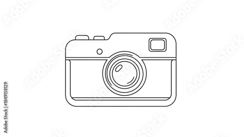 Minimalist Line Drawing of a Classic Compact Film Camera Illustration for Photography Enthusiasts