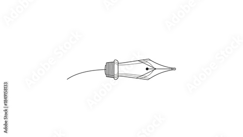 Minimalistic Line Drawing of a Fountain Pen Nib Illustration for Creative Design