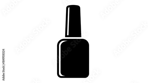 Minimalist Black Nail Polish Bottle Icon on White Background for Beauty and Cosmetics Design