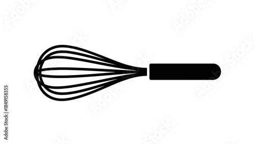 Silhouette of a Whisk with Multiple Wire Loops for Culinary Mixing and Baking
