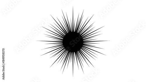 Dynamic radiating starburst pattern with sharp black lines emerging from a solid central sphere
