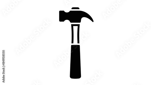 Minimalist Black and White Hammer Icon Representing Tools and Construction