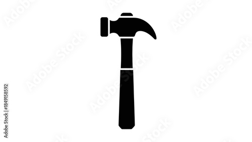 Minimalist Black and White Hammer Icon Representation for Tool Illustration