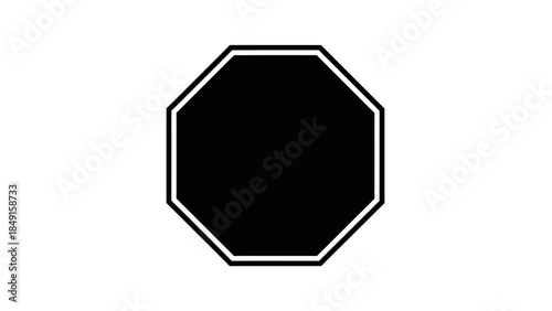 Minimalistic black and white octagonal stop sign symbol with bold outlines for clear visual