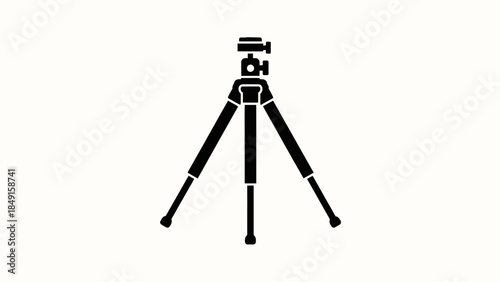 Minimalist Illustration of a Tripod Camera Stand in Monochrome Design For Photography Equipment