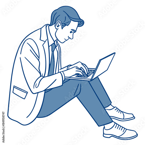 Businessman working on laptop