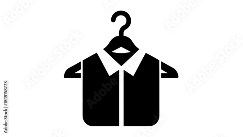 Minimalist icon illustrating clothing with a hanger and 'mystery' element for fashion or wardrobe