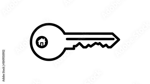 Minimalistic Black and White Key Icon Representing Access or Security for Digital Environment
