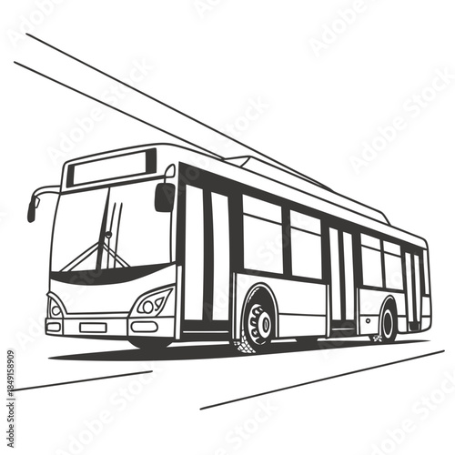 Modern trolley bus on city street