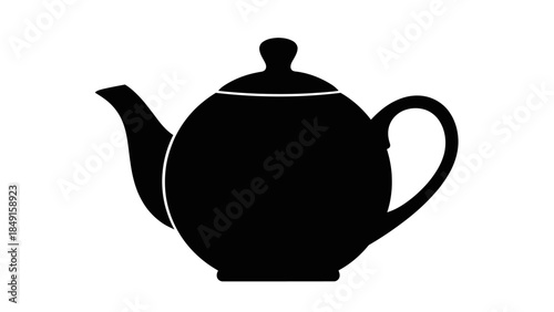 Minimalist Black Silhouette of a Classic Tea Pot on White Background for Simple Kitchen Decor