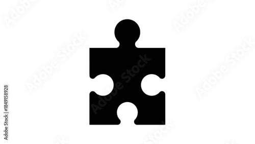 Minimalist black puzzle piece silhouette illustrating themes of complexity and unity in