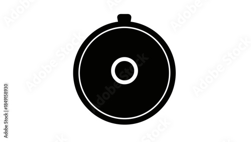 Minimalist black and white icon resembling a compact disc or digital media representation in a