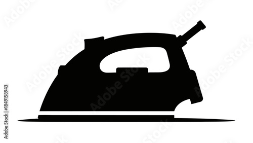 Minimalist Black and White Silhouette of Classic Iron Appliance for Household Use