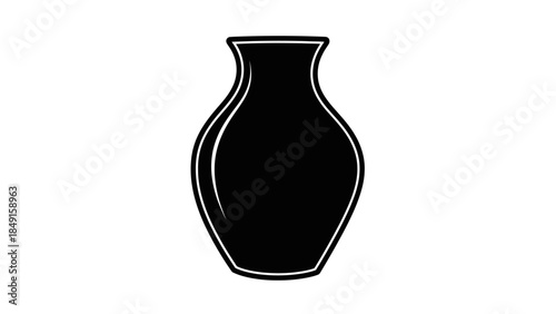 Minimalist Black and White Silhouette of Classic Vase with Elegant Curves for Interior Design