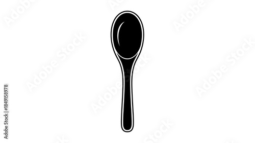Minimalistic Black and White Illustration of a Spoon with Clean Line Art