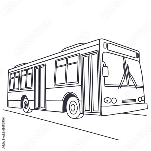 Modern city bus traveling on road