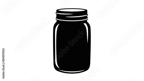 Minimalist Illustration of a Classic Glass Preserve Jar with a Lidded Cap in Black and White