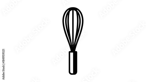 Minimalist Black and White Whisk Attachment Illustration for Kitchen Utensils