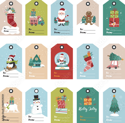 Large Collection of Christmas Tags for Gift Labels. Perfect for baby shops, product packaging.
