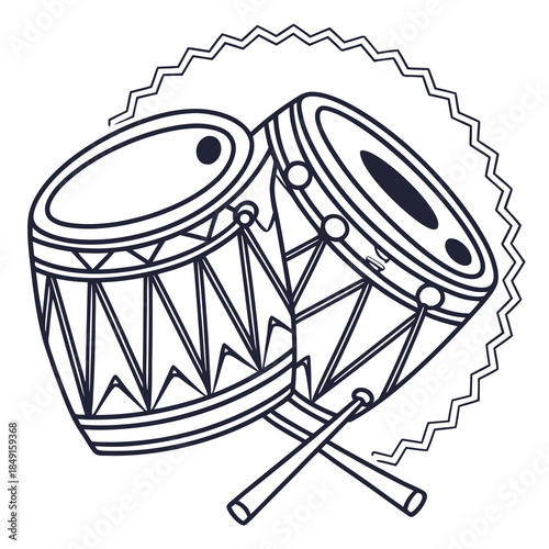 Two traditional drums with drumsticks