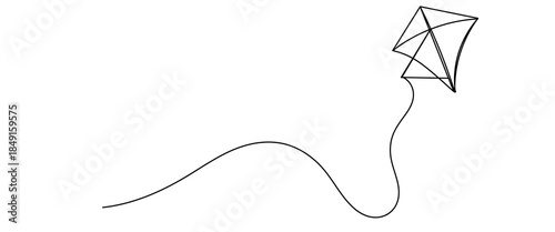 Simple illustration of kite continuous one line drawing