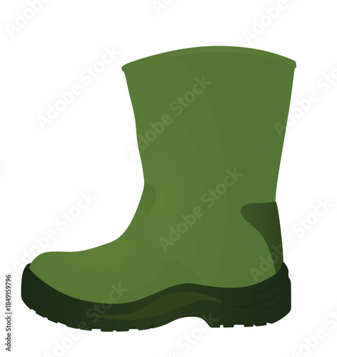 Green rubber boots. vector illustration