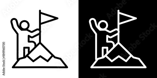 Achievement Icon Of Line Black And White Style Vector Illustration
