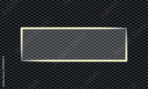 A rectangular shape with a yellow outline on a black background