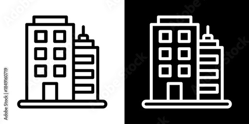 Building Icon Of Line Black And White Style Vector Illustration
