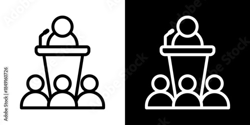 Seminar Icon Of Line Black And White Style Vector Illustration
