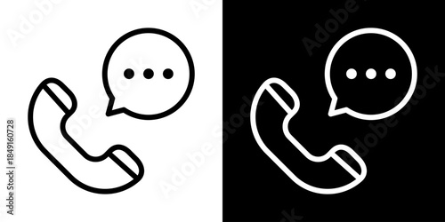 Voip Icon Of Line Black And White Style Vector Illustration
