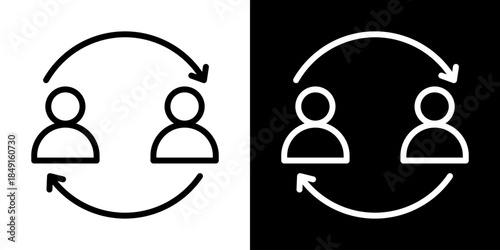 Exchange Icon Of Line Black And White Style Vector Illustration
