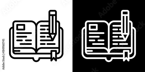 Study Icon Of Line Black And White Style Vector Illustration
