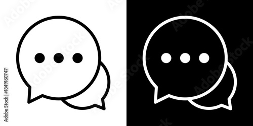 Chat Icon Of Line Black And White Style Vector Illustration
