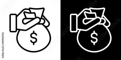 Cost Icon Of Line Black And White Style Vector Illustration
