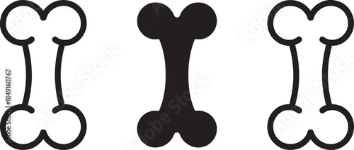 Outline black bone vector icons on transparent background set