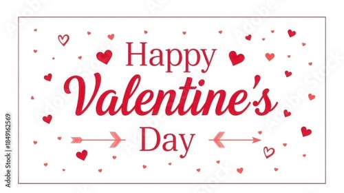 Wallpaper Mural Elegant cursive happy valentine's day text with red hearts and arrows on white background for romantic greeting cards Torontodigital.ca