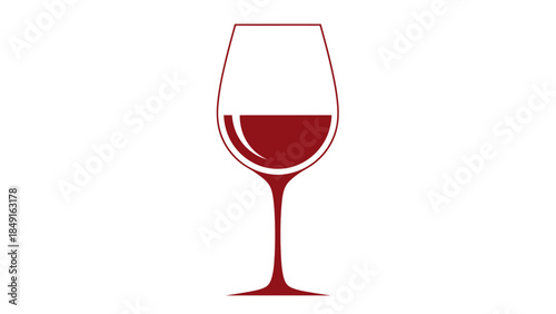 Elegant minimalist illustration of a wine glass filled with deep red wine for sophisticated