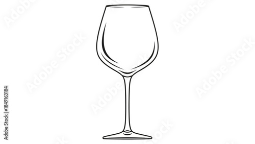 Minimalist Line Drawing of an Elegant Wine Glass for Artistic Design Projects