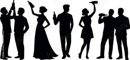 Group of friends enjoying drinks and celebrations