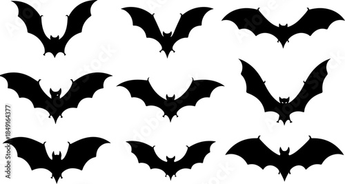 Bat Silhouette Collection – Flying Halloween Bat Vector Set