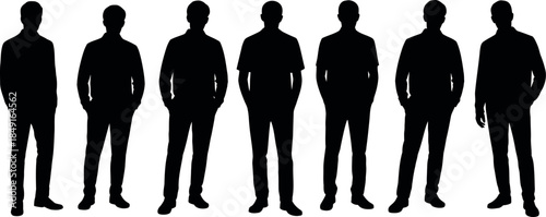 set of men in different poses standing silhouettes