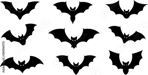 Bat Silhouette Collection – Flying Halloween Bat Vector Set