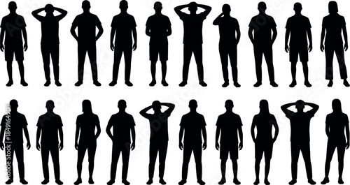 set of people silhouettes standing in different poses