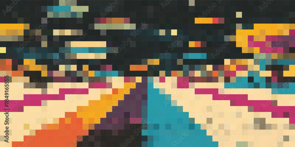 Fototapeta premium Pixelated Image of Multicolored Abstract Shapes.