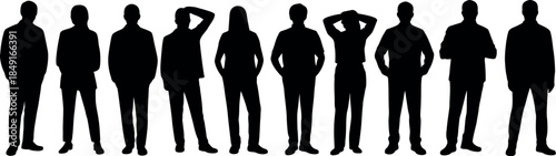 silhouettes of people standing in various poses