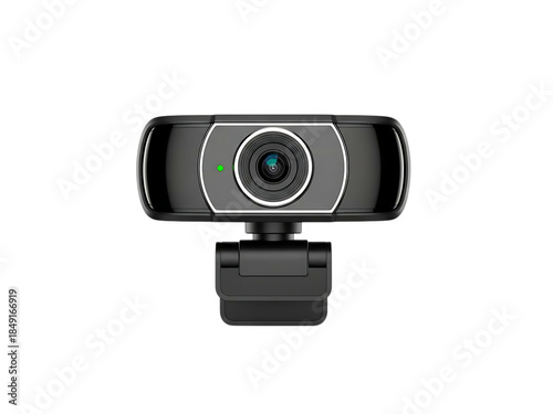 Modern Black Webcam with Lens and Clip.