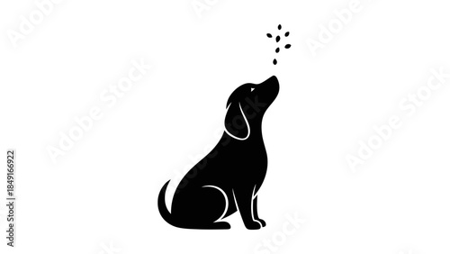 Minimalist Black and White Illustration of a Dog Showing Boredom or Displeasure with Small